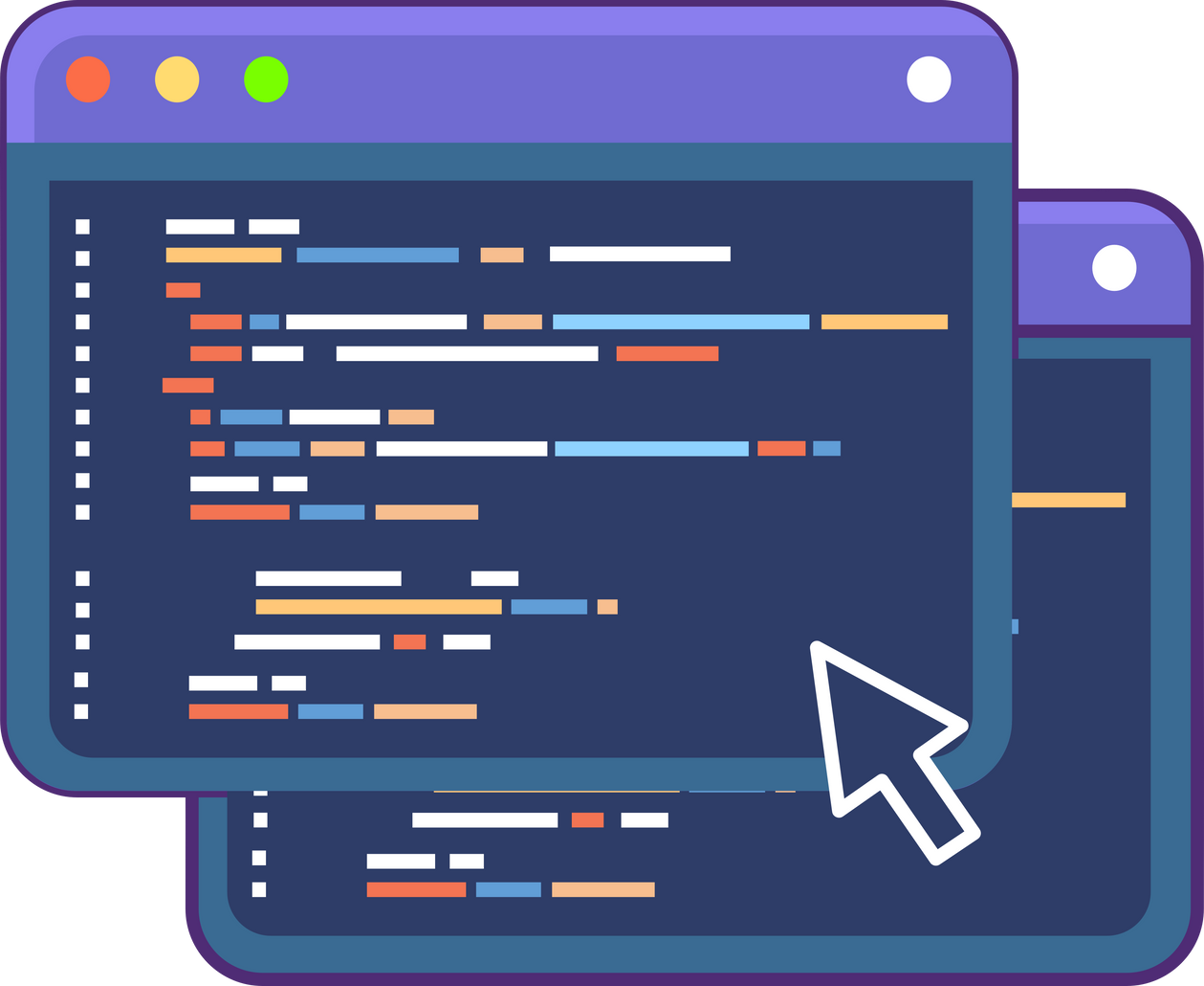 Concept of computer programming or developing software with coding symbols